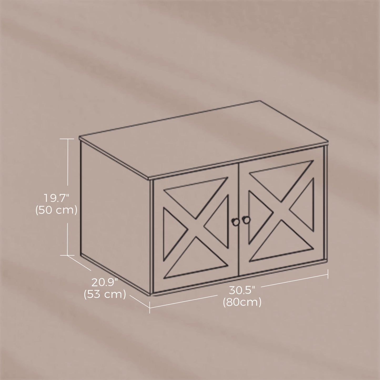 Cat Litter Box Furniture - Hidden Enclosure with Barn Doors & Removable Divider, Multi-Functional End Table for Indoor Cats, 31.5" x 20.9" x 19.7", Greige