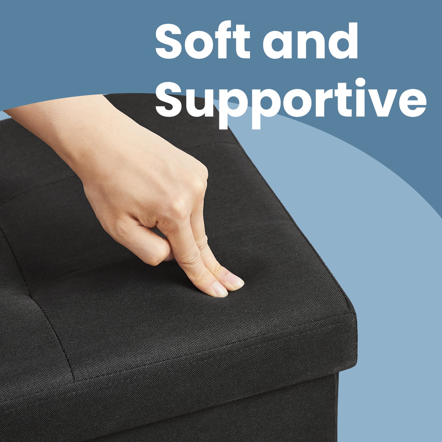 Collection - 43" Foldable Storage Ottoman Bench, 660lb Capacity, Multi-Functional Footrest, Seat, Storage, 35 Gal, Removable Divider, Ink Black