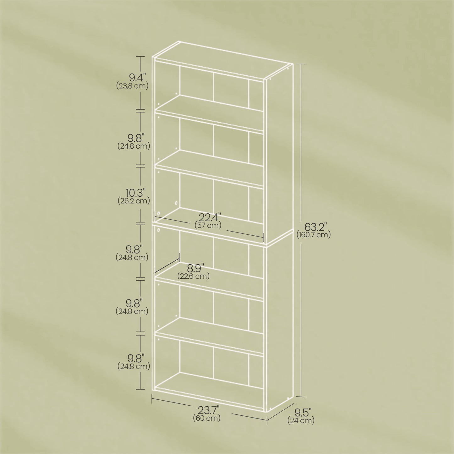 6-Tier Adjustable Bookcase, Open Shelf Storage Unit for Home, Office, Easy Assembly, Rustic Brown