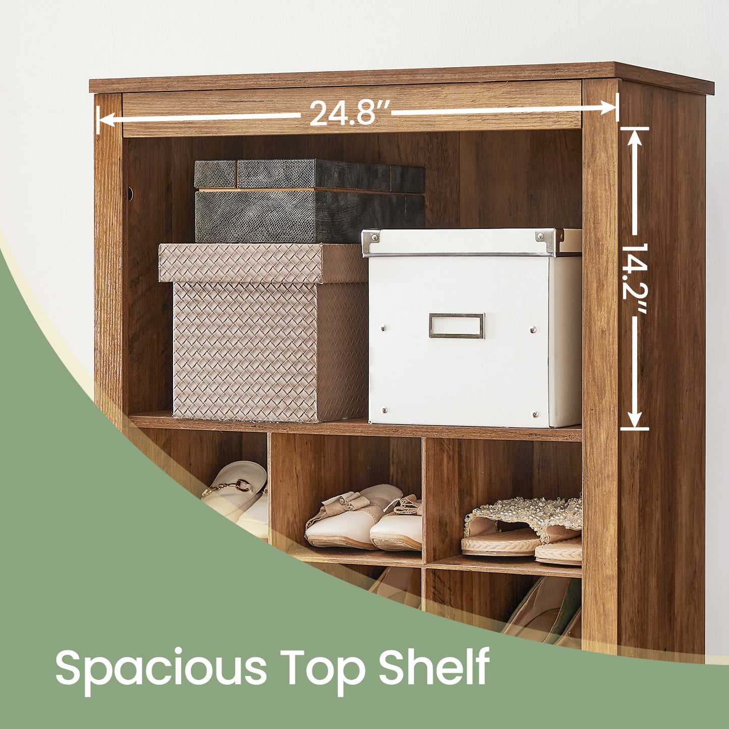 10-Tier Shoe Storage Cabinet Organizer, Tall Space-Saving Design for Entryway, Bedroom, Holds 30 Pairs, Adjustable Shelves, Rustic Walnut