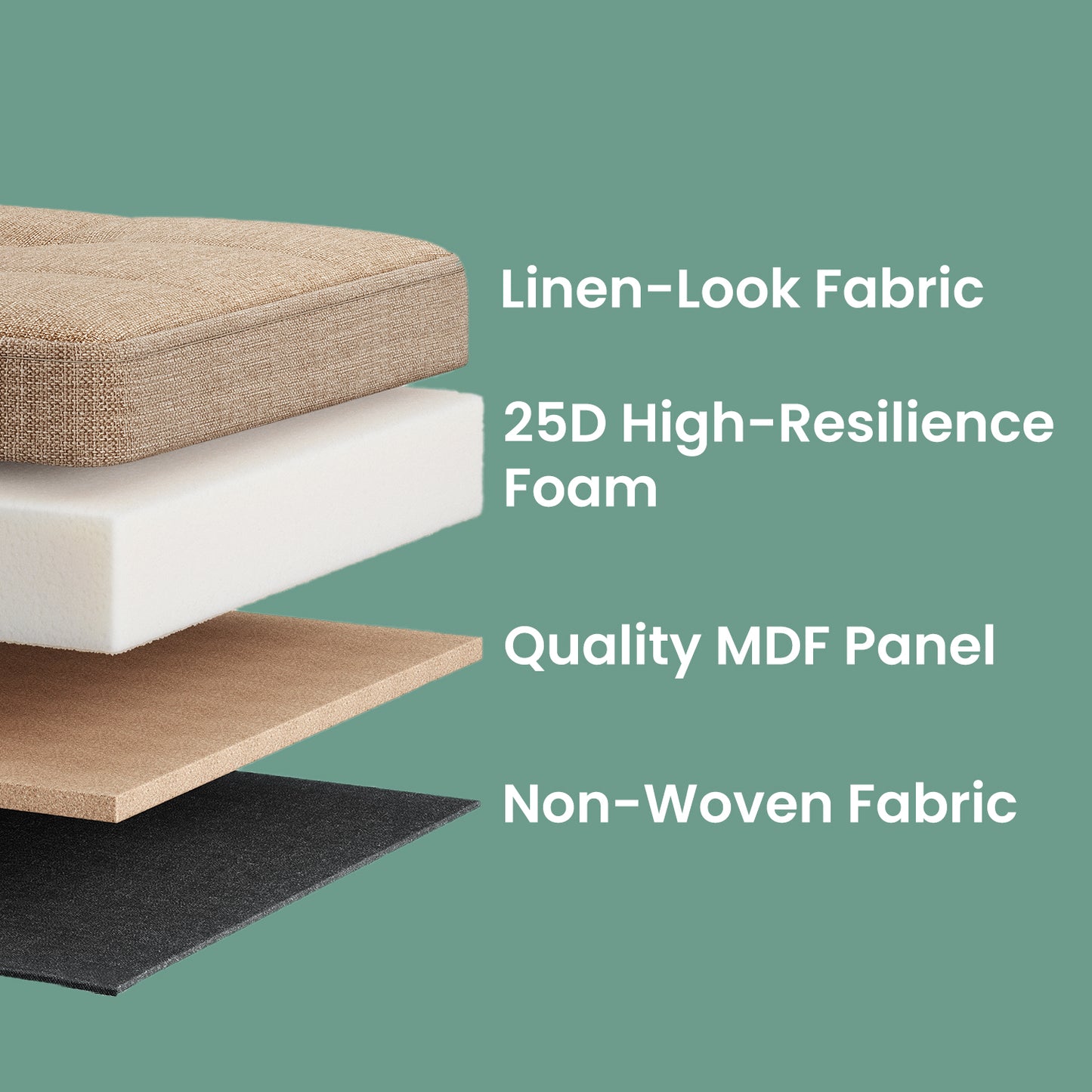Collection - 43" Foldable Storage Ottoman Bench, 660 lb Capacity, Tufted Linen-Look, Multi-Functional Footrest, Seat, Coffee Table, for Living Room, Bedroom, Camel Brown