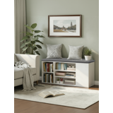 LEDREM Shoe Storage Bench, Tool-free installation, Entryway Bench With Storage Cabinets & Padded Seat Cushion, For Hallway and Bedroom