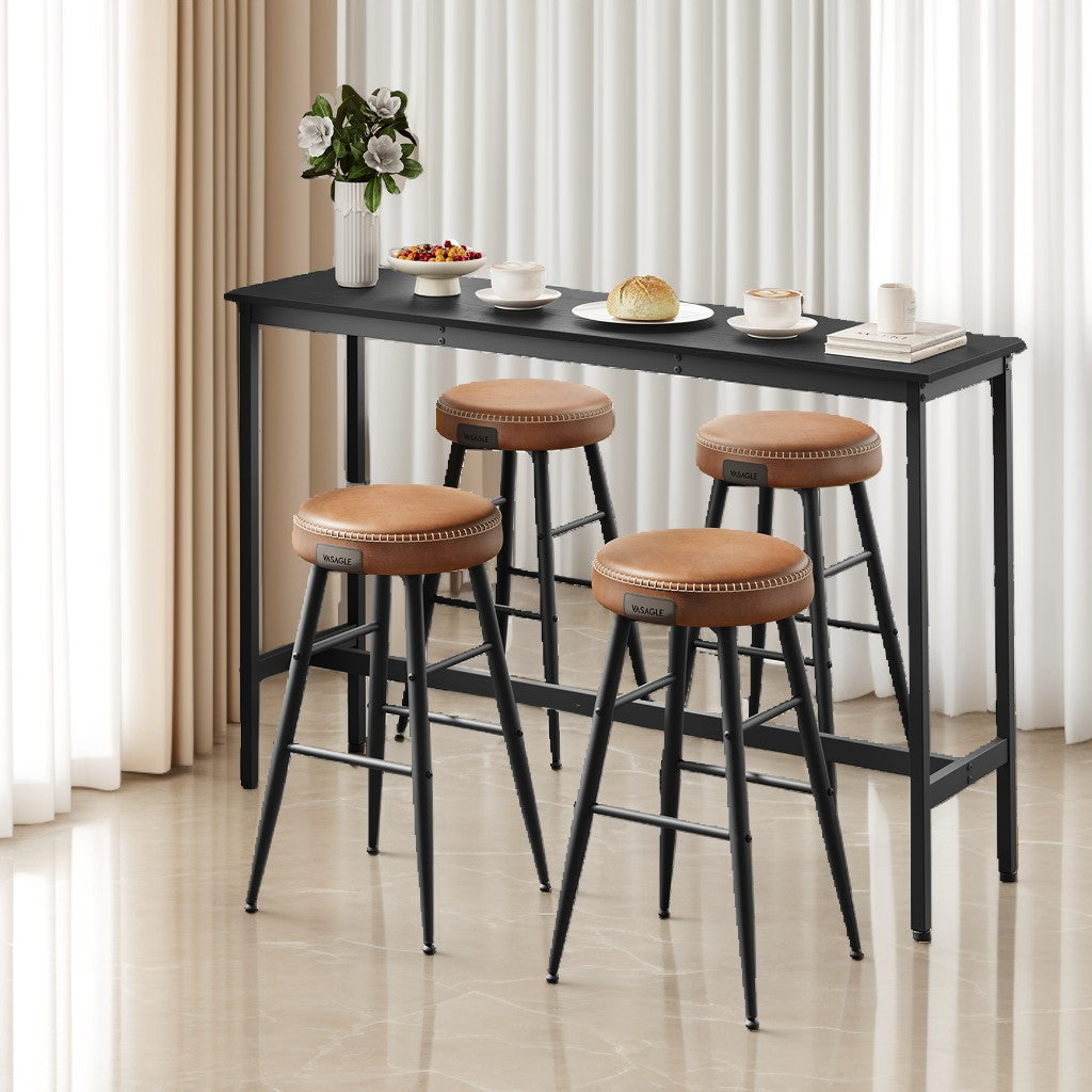 LEDREM Narrow Bar Table, 15.7 x 55.1 x 35.4 Inches Kitchen Dining Table with Sturdy Metal Frame, Industrial Style, Small Space Counter, Ebony and Ink Black