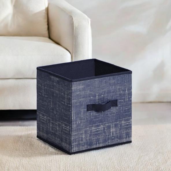 Set of 8 Foldable Storage Cubes, 10.2" Non-Woven Fabric Bins with Handles for Shelves and Closet Organizers, Misty Blue