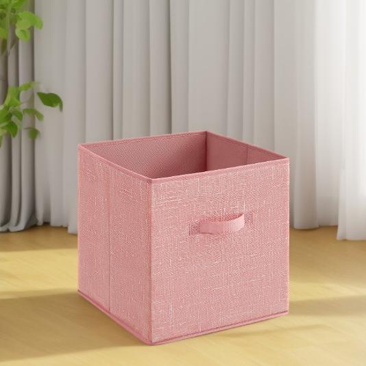 Set of 8 Foldable Fabric Storage Cubes, 10.2" Closet Organizer Bins with Handles for Shelves, Jelly Pink