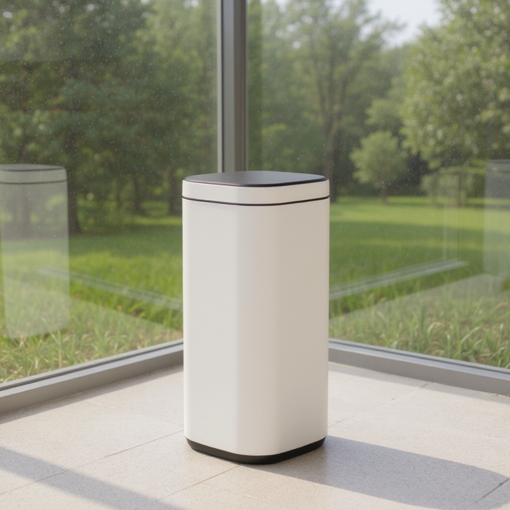 Motion Sensor Trash Can 13 Gallon, Automatic Kitchen Garbage Bin with Ozone Odor Control, Stay-Open Lid, Multi-Color Indicators, Stainless Steel，White