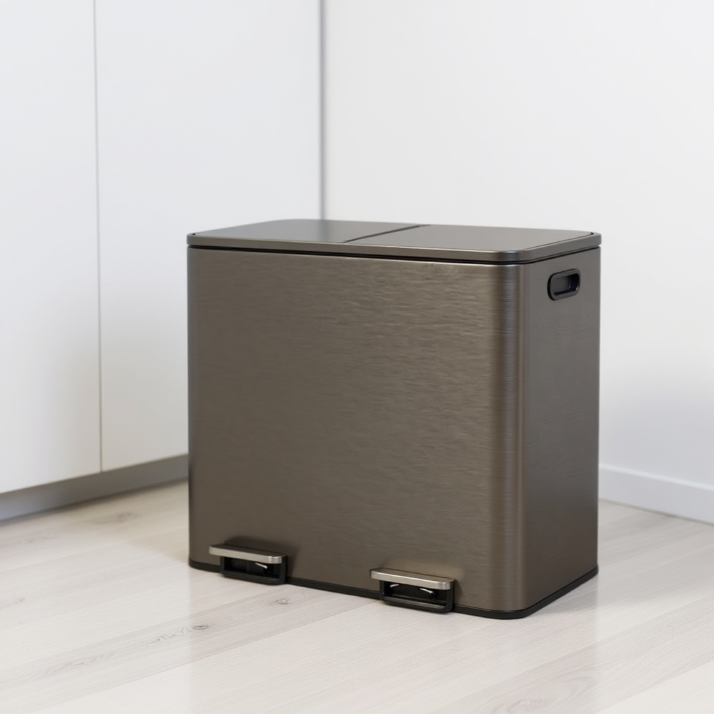 Dual Compartment Step Trash Can, 2 x 10.6-Gallon Kitchen Garbage Bin with Pedal, Inner Buckets, Hinged Lids and Trash Bags Included, Slate Gray