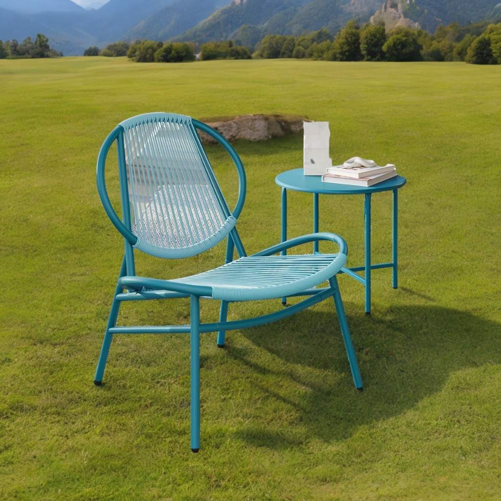3-Piece Acapulco Bistro Set, 2 Ergonomic Chairs & Table, 286lb Capacity, Indoor, Outdoor Patio Furniture for Balcony, Porch, Lake Blue