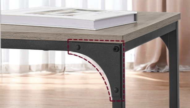 C-Shaped End Table Set of 2 - Sofa Side Tables with Metal Frame, Space-Saving Design, Greige and Black