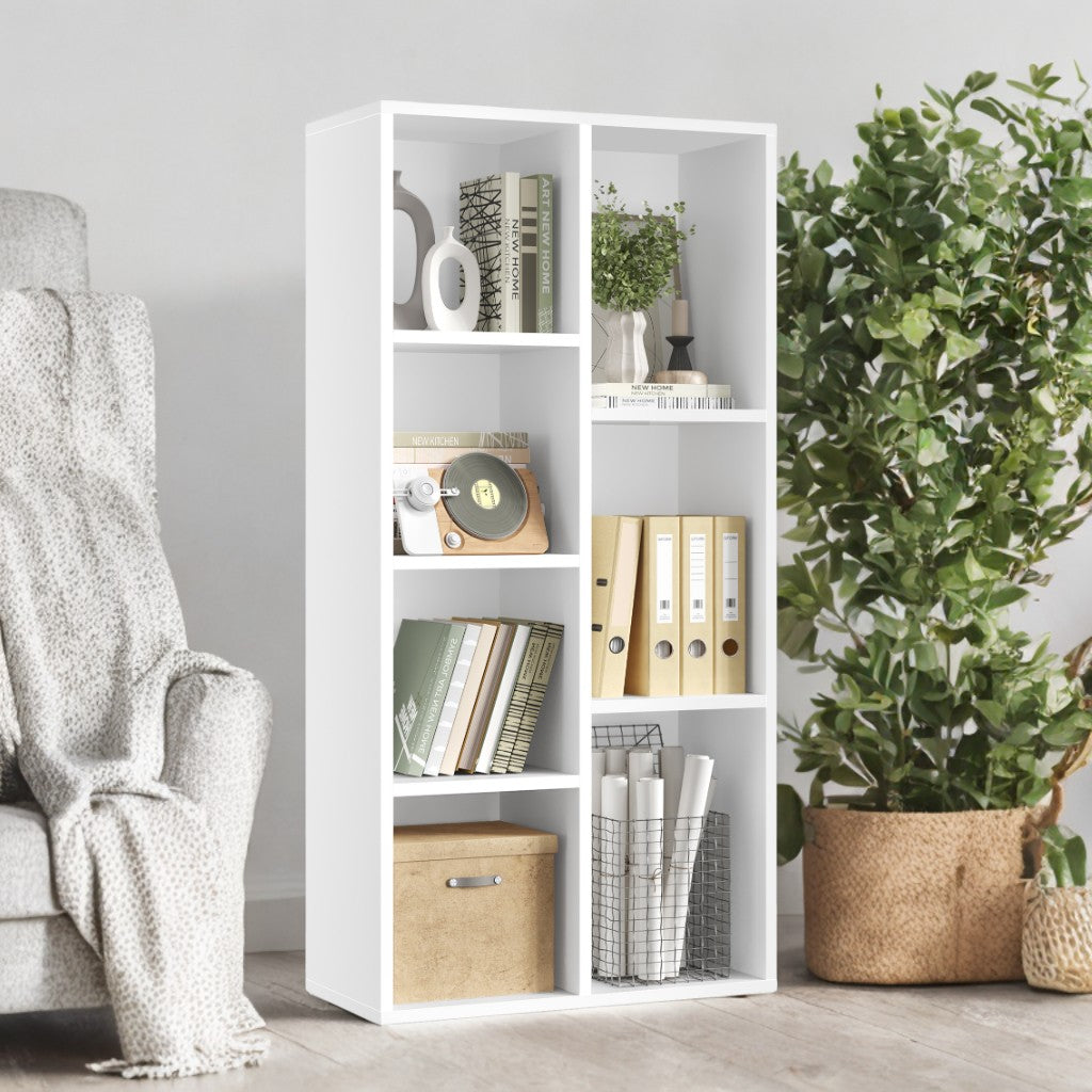 7-Compartment Bookcase, 19.7" Freestanding Shelf with Anti-Tip Kit, Multi-Functional Cube Organizer for Home, Office, White