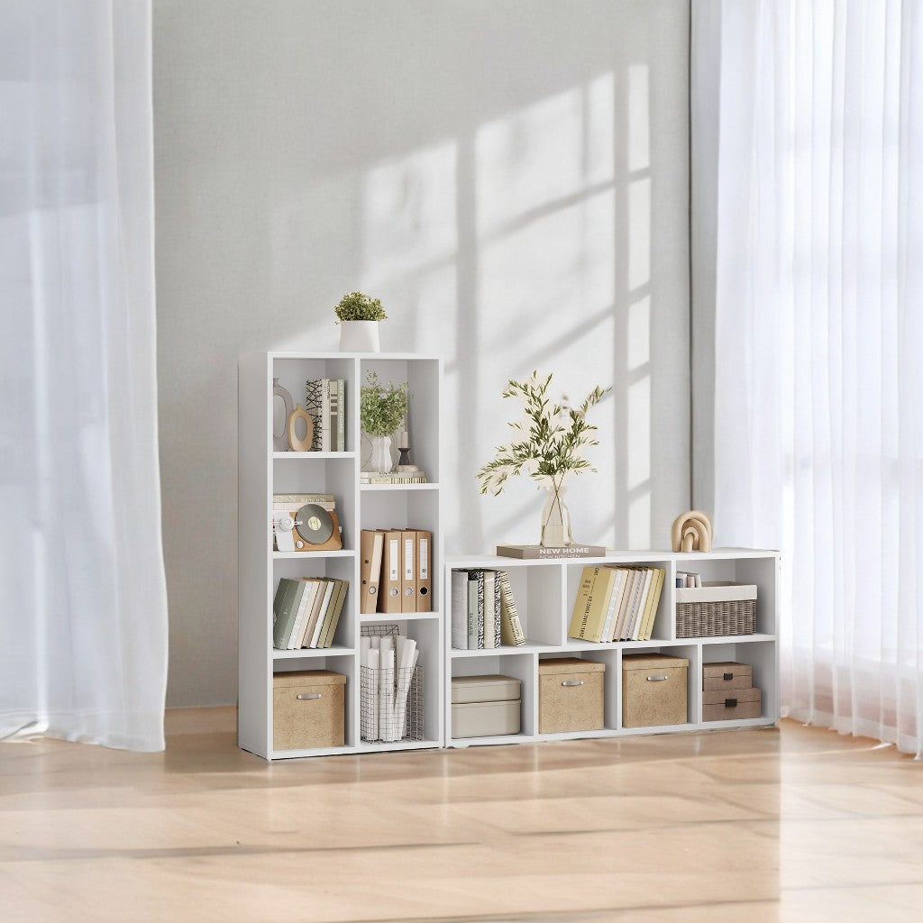 7-Compartment Bookcase, 19.7" Freestanding Shelf with Anti-Tip Kit, Multi-Functional Cube Organizer for Home, Office, White