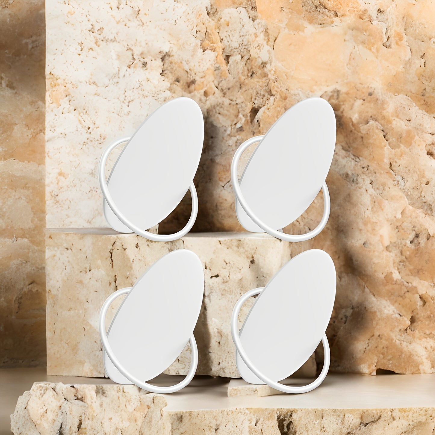 4-Pack Egg Design Wall Hooks - Modern Coat Hooks for Entryway, Bedroom & Bathroom, 11lb Capacity Each, Pearl White