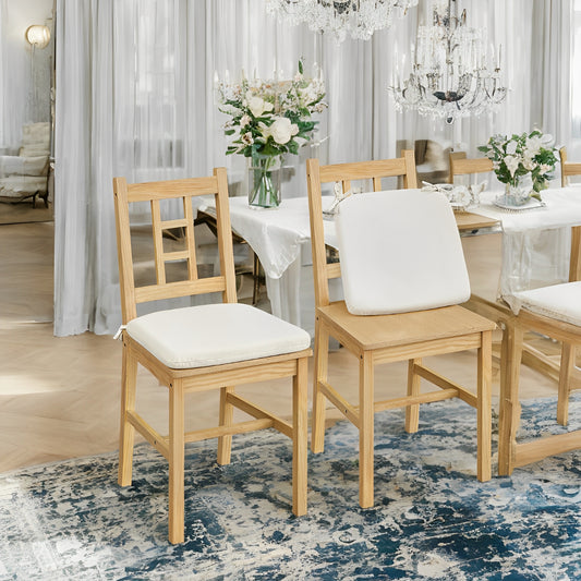2-Pack Wooden Dining Chairs - Solid Wood Frame, Removable Cushion, 264lb Capacity, Floor Protectors, Golden Oak