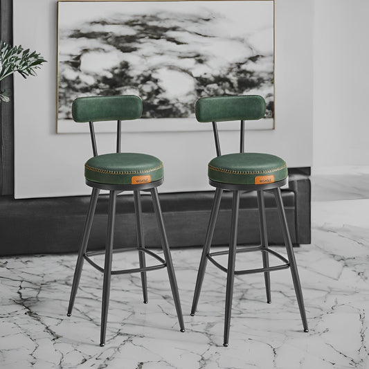 LEDREM 2-Pack Award-Winning Bar Stools - 360° Swivel, 3.1" Plush Seat, Mid-Century Design, Scratch-Resistant, Forest Green