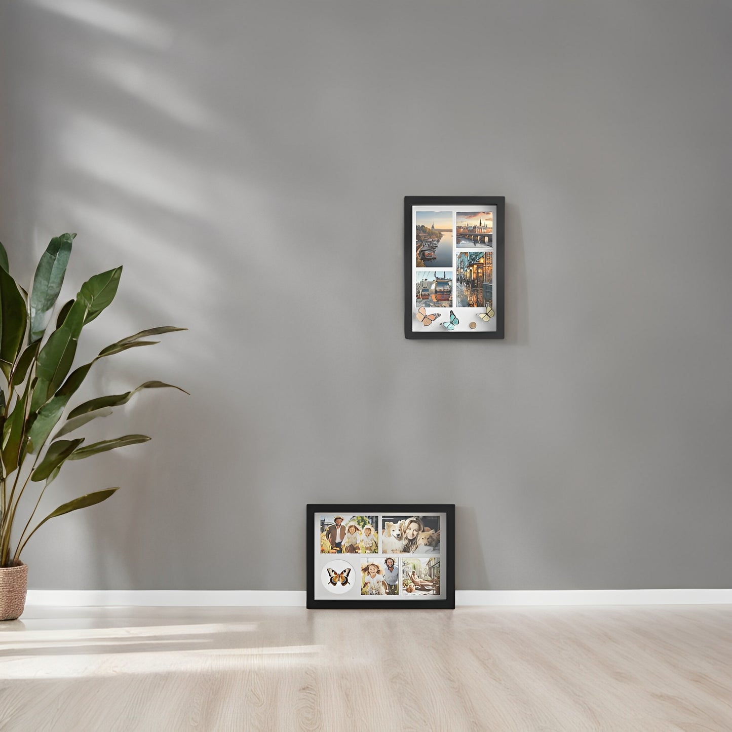 LEDREM Collage Picture Frame - 3 Mats Included, Shadow Box Display, Multi-Photo Layouts, Wall or Tabletop, Ash Black