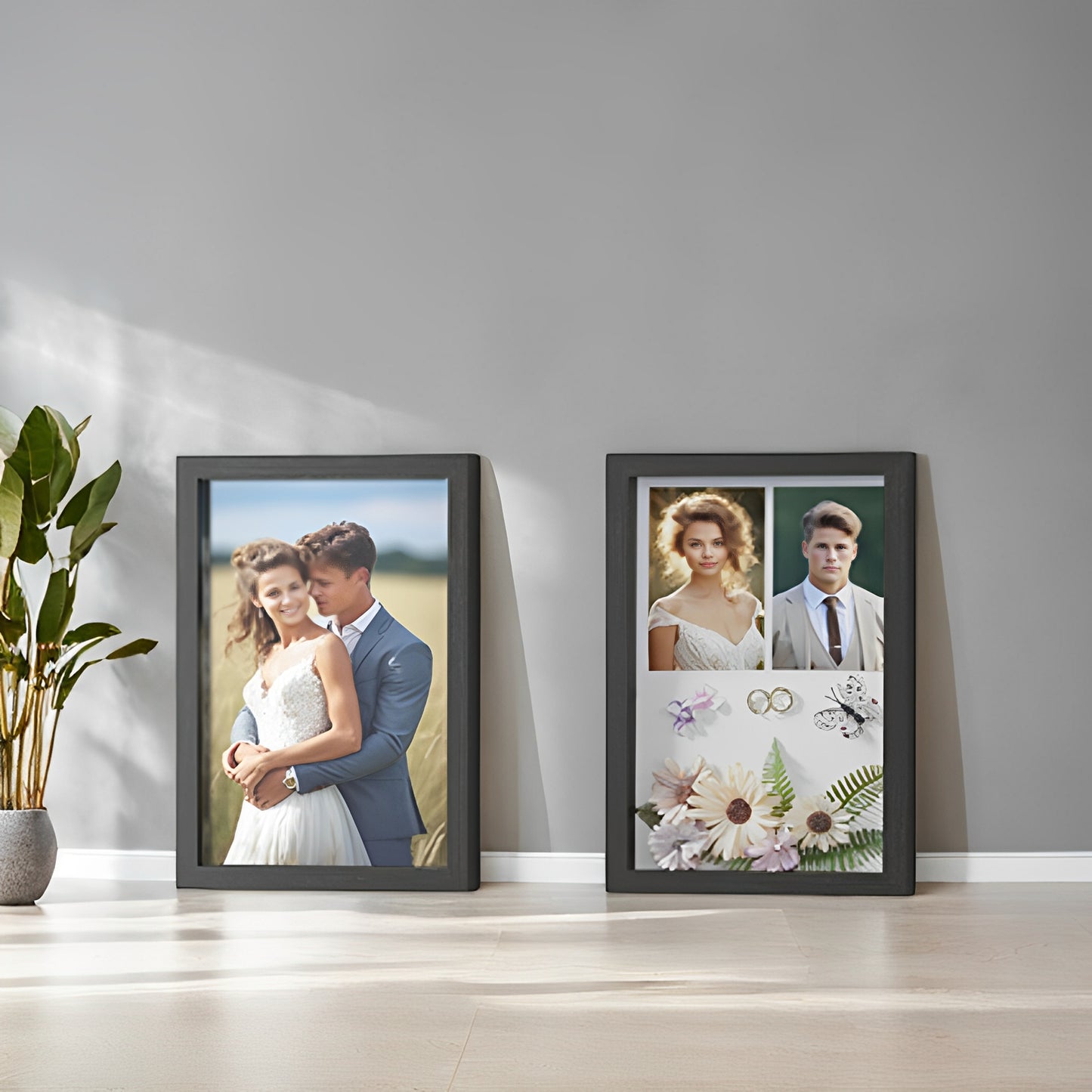 LEDREM Collage Picture Frame - 3 Mats Included, Shadow Box Display, Multi-Photo Layouts, Wall or Tabletop, Ash Black