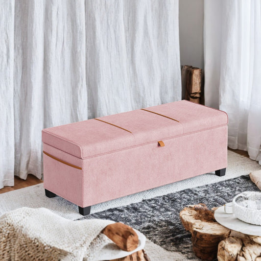 5-in-1 Storage Ottoman Bench - 660lb Capacity, 27-Gal Storage, Safety Hinges, Multi-Functional, Jelly Pink