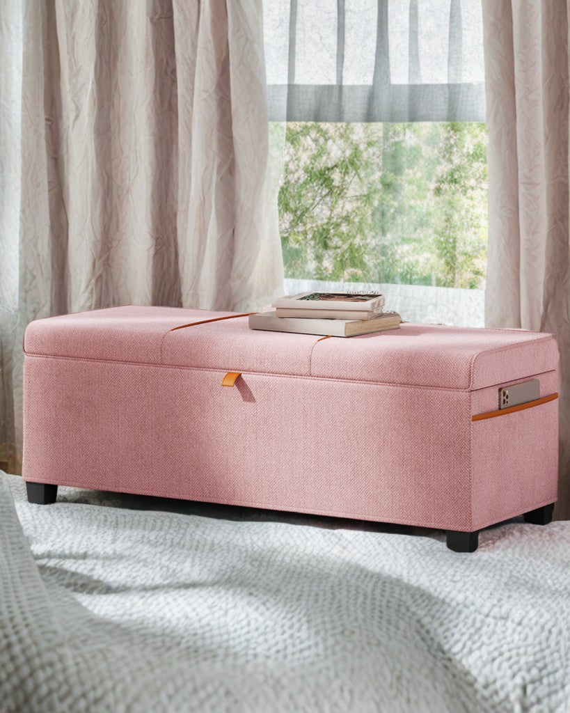 5-in-1 Storage Ottoman Bench - 660lb Capacity, 27-Gal Storage, Safety Hinges, Multi-Functional, Jelly Pink