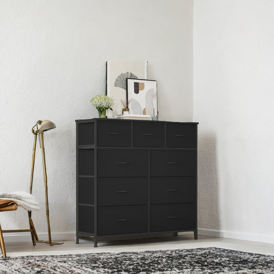 9-Drawer Storage Organizer, Steel Frame & MDF Structure, Non-Woven Fabric Drawers, for Bedroom, Closet, Office, Ink Black and Ebony Black