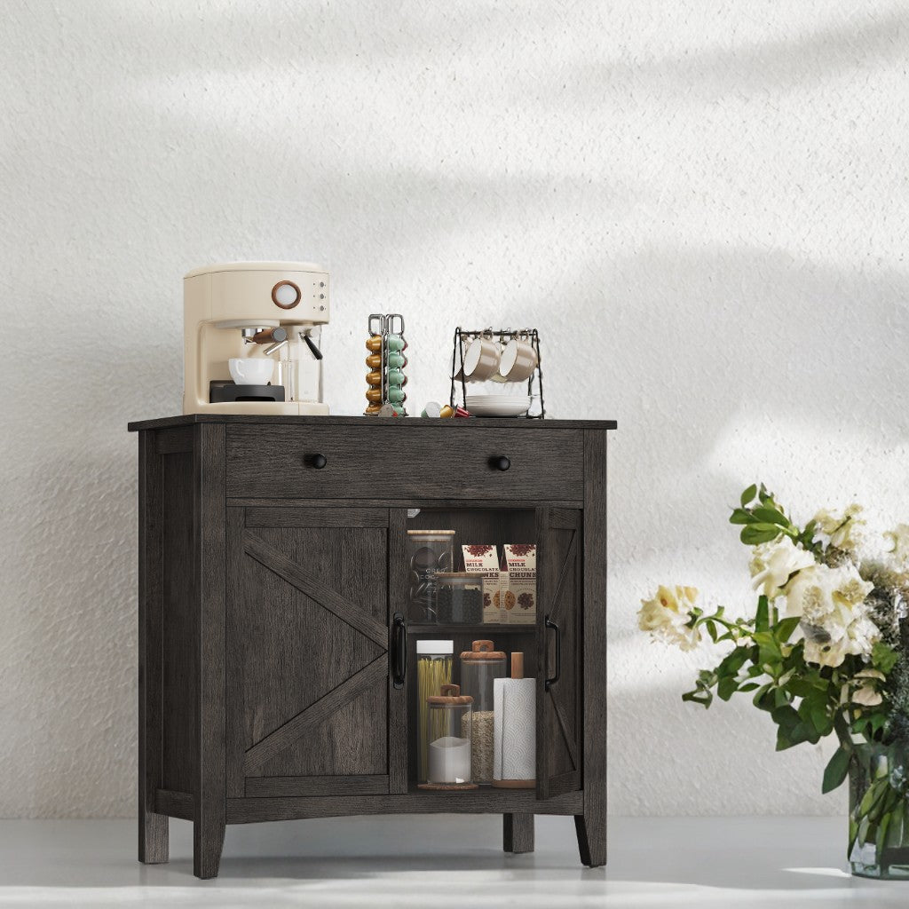 Farmhouse Buffet Cabinet with Adjustable Shelf & Drawer Divider, Multi-Purpose Sideboard for Living Room, Dining Room, Entryway, Antique Charcoal