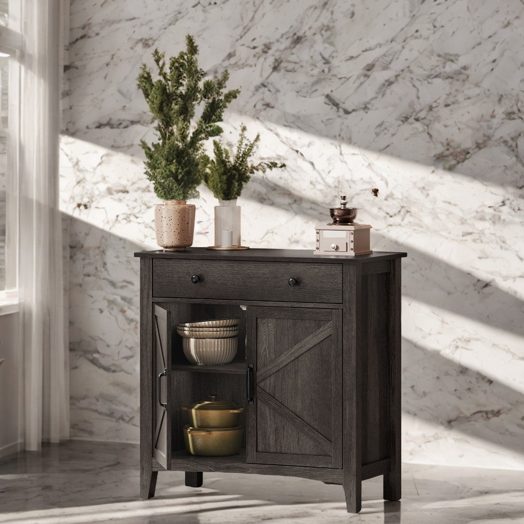 Farmhouse Buffet Cabinet with Adjustable Shelf & Drawer Divider, Multi-Purpose Sideboard for Living Room, Dining Room, Entryway, Antique Charcoal