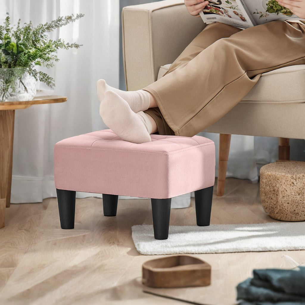 Small Ottoman Foot Stool with Thick Cushion & Hidden Storage, Sturdy Angled Legs for Living Room, Bedroom, Entryway, Jelly Pink
