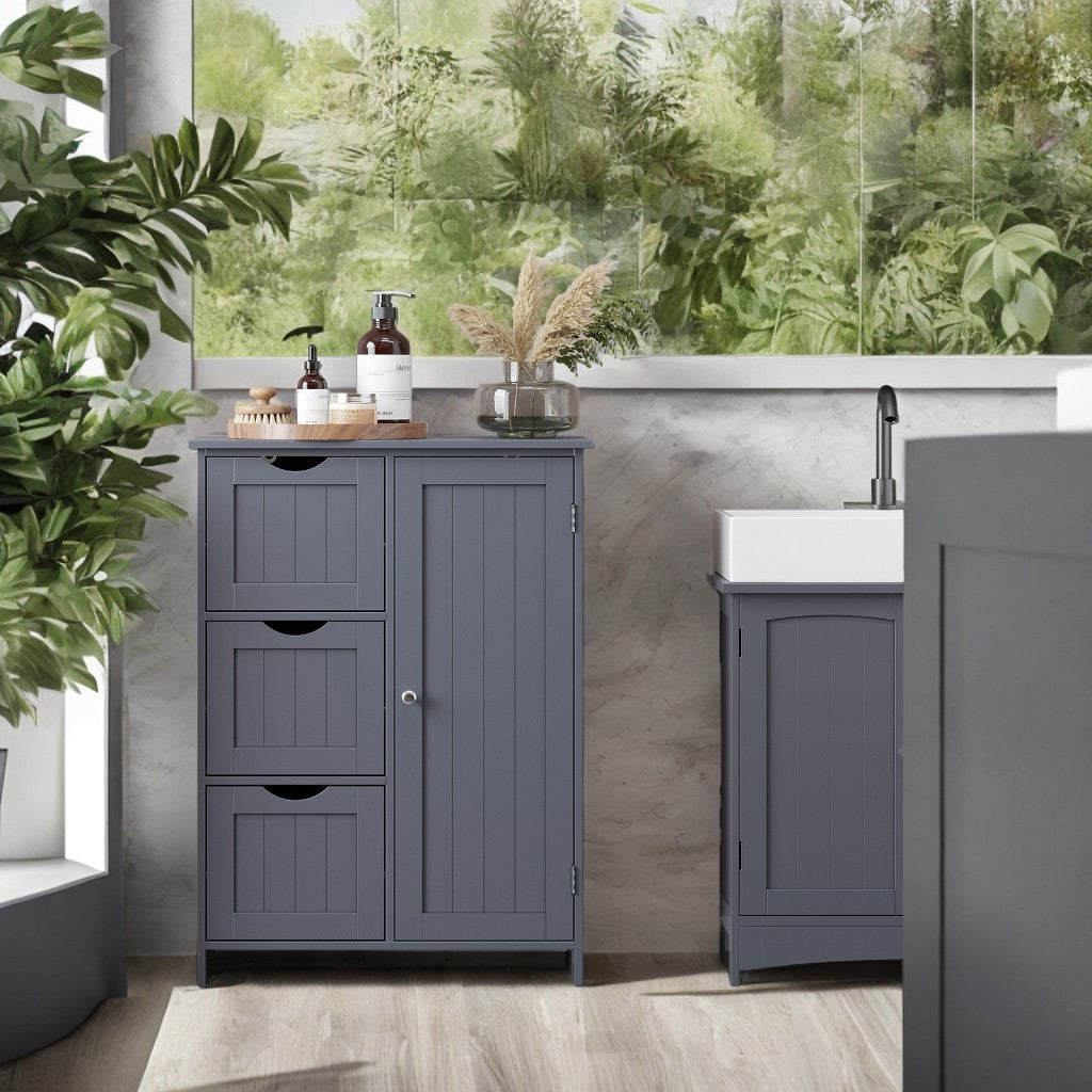 Freestanding Bathroom Storage Cabinet with 3 Drawers & Adjustable Shelf, Space-Saving Organizer 11.8x23.6x31.5 Inches, Slate Gray