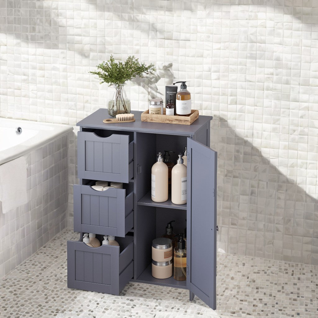 Freestanding Bathroom Storage Cabinet with 3 Drawers & Adjustable Shelf, Space-Saving Organizer 11.8x23.6x31.5 Inches, Slate Gray