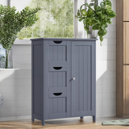 Freestanding Bathroom Storage Cabinet with 3 Drawers & Adjustable Shelf, Space-Saving Organizer 11.8x23.6x31.5 Inches, Slate Gray