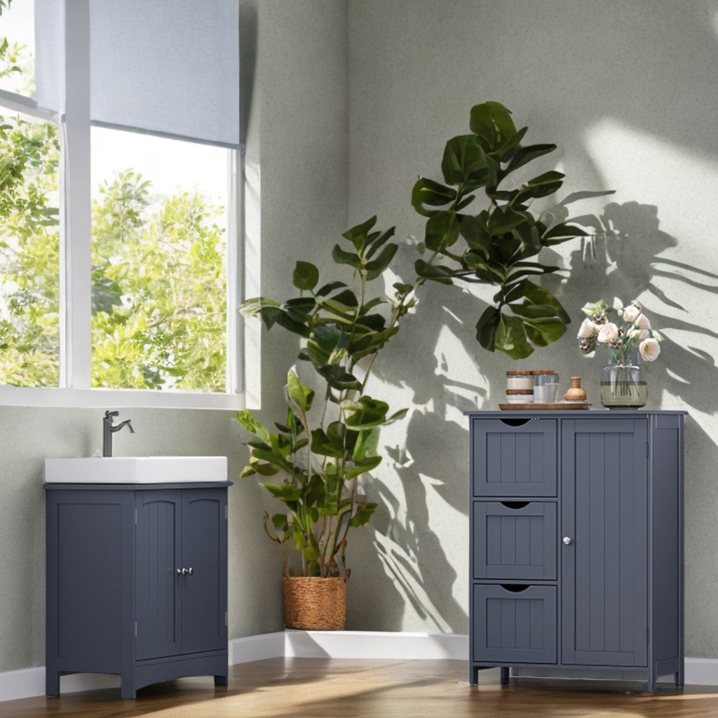 Freestanding Bathroom Storage Cabinet with 3 Drawers & Adjustable Shelf, Space-Saving Organizer 11.8x23.6x31.5 Inches, Slate Gray