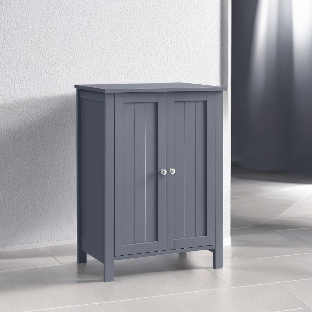 Freestanding Bathroom Storage Cabinet with 2 Adjustable Shelves, Space-Saving Floor Organizer Unit, 11.8x23.6x31.5 Inches, Slate Gray