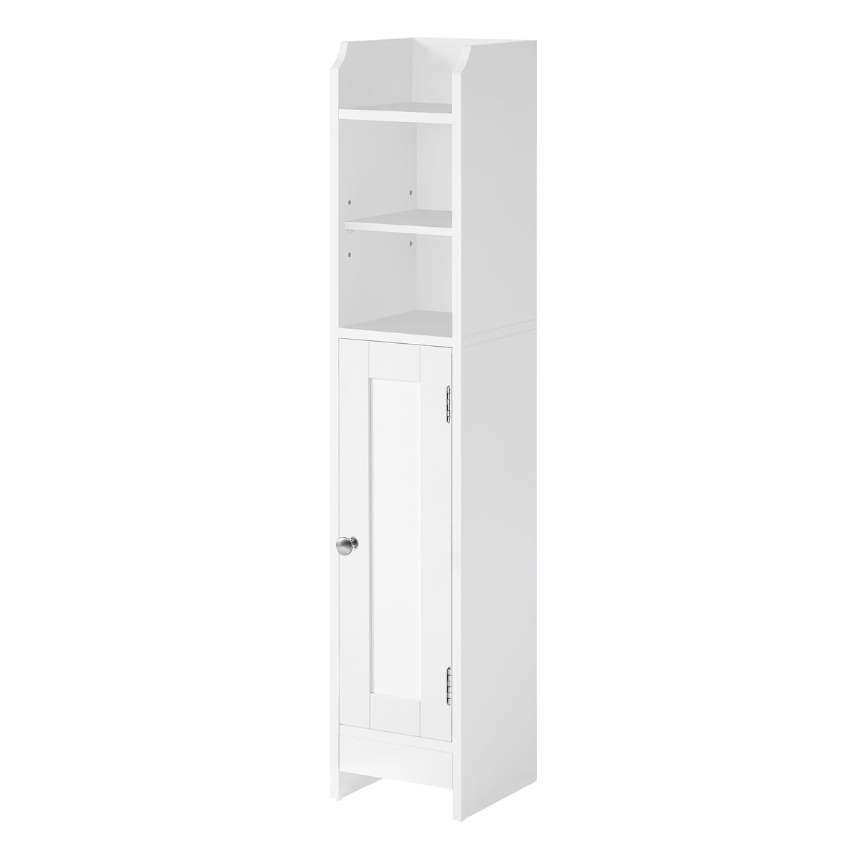 LEDREM Corner Bathroom Cabinet with Door and Adjustable Shelves, Narrow Storage Organizer for Toilet Paper, White