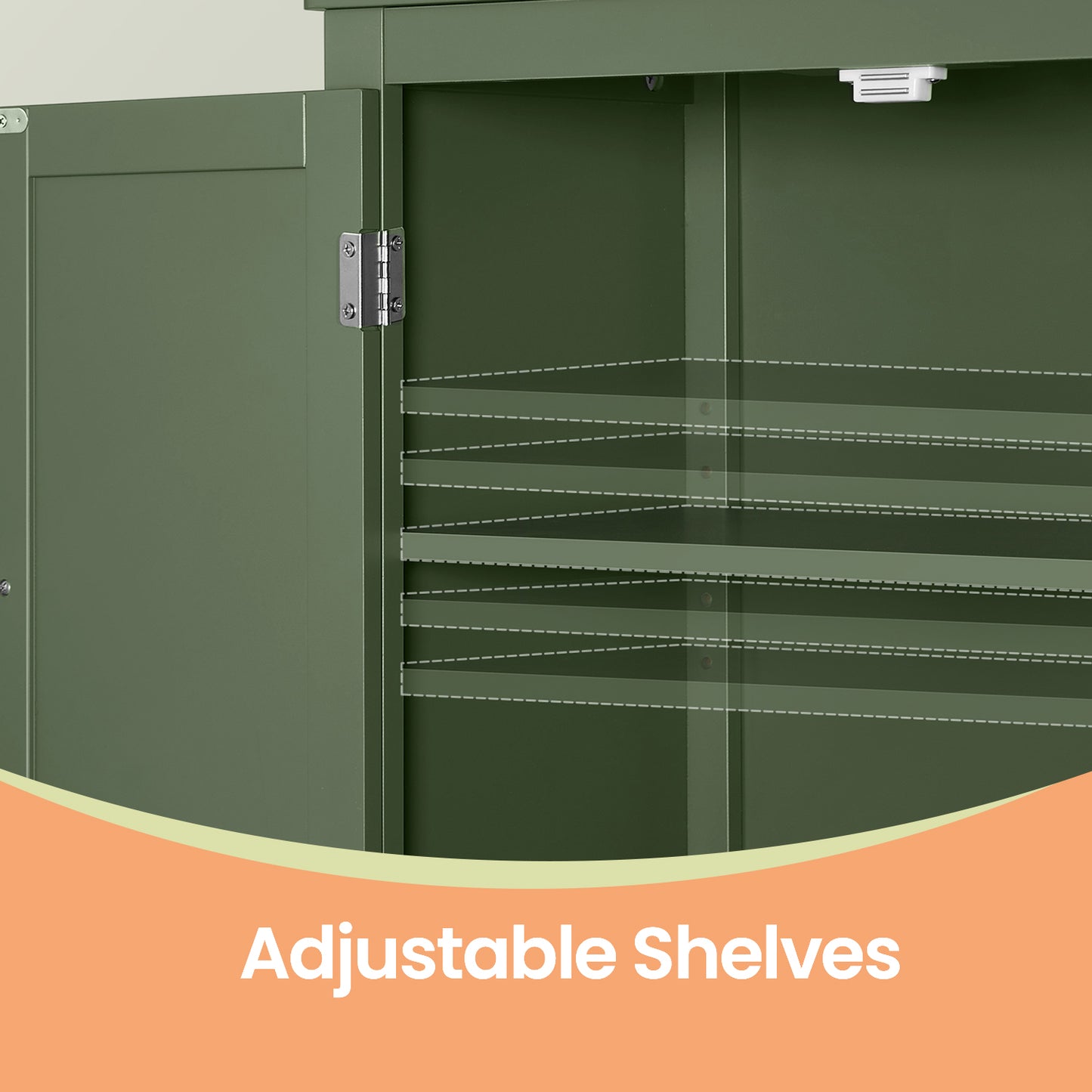 Freestanding Bathroom Storage Cabinet with 4 Doors & Adjustable Shelves, Spacious Floor Organizer for Towels & Toiletries, Forest Green