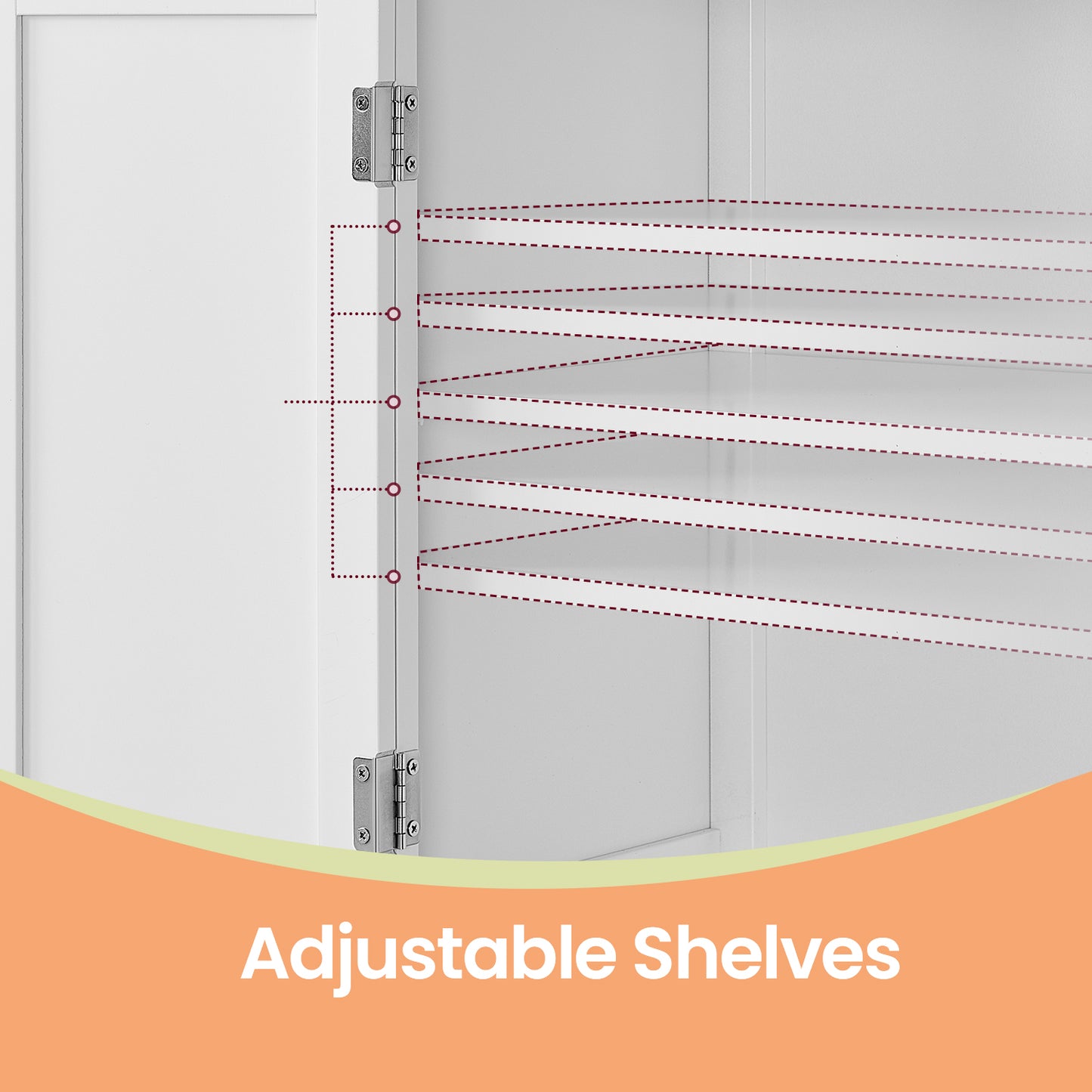Freestanding Bathroom Storage Cabinet with 4 Doors & Adjustable Shelves, MDF Floor Cabinet for Towels & Cosmetics, White