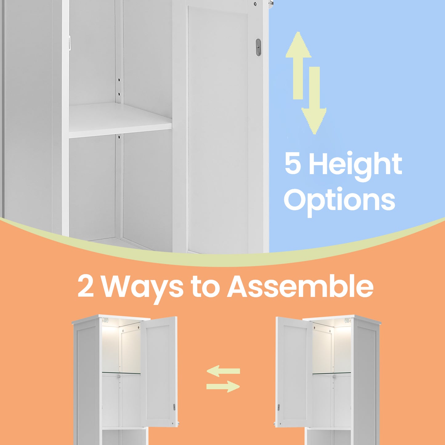 Slim LED Bathroom Cabinet - Freestanding Storage with Auto Lights, Adjustable Shelves & Anti-Tip Kit, 11.8" Wide, Cloud White