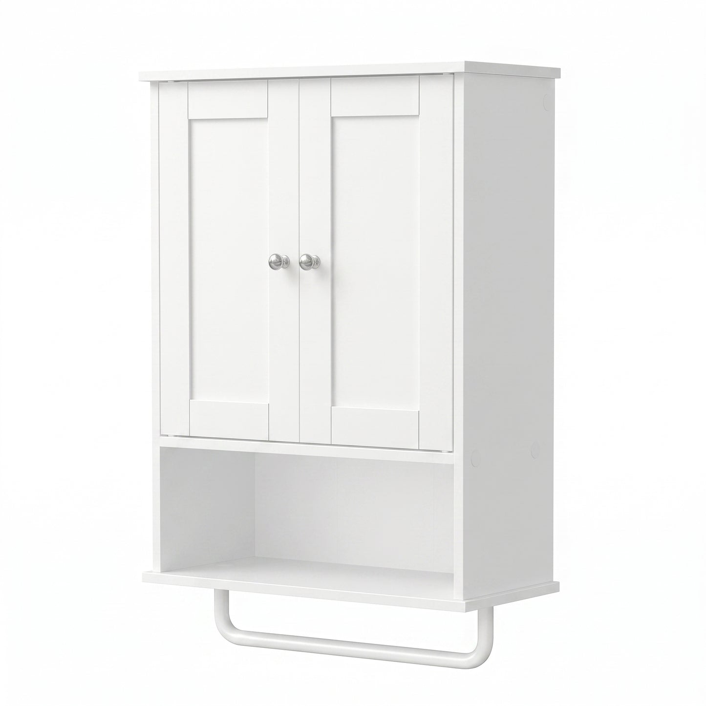 Wall Mounted Bathroom Storage Cabinet with 2 Doors and Open Shelf, 17.7 x 7.9 x 23.6 inches, White