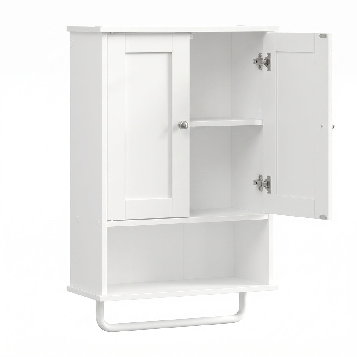 Wall Mounted Bathroom Storage Cabinet with 2 Doors and Open Shelf, 17.7 x 7.9 x 23.6 inches, White