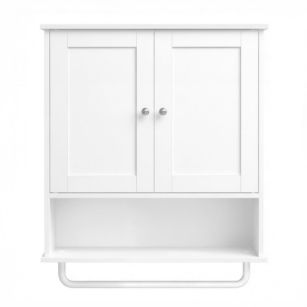 Wall Mounted Bathroom Storage Cabinet with 2 Doors and Open Shelf, 22 x 7.9 x 23.6 inches, White