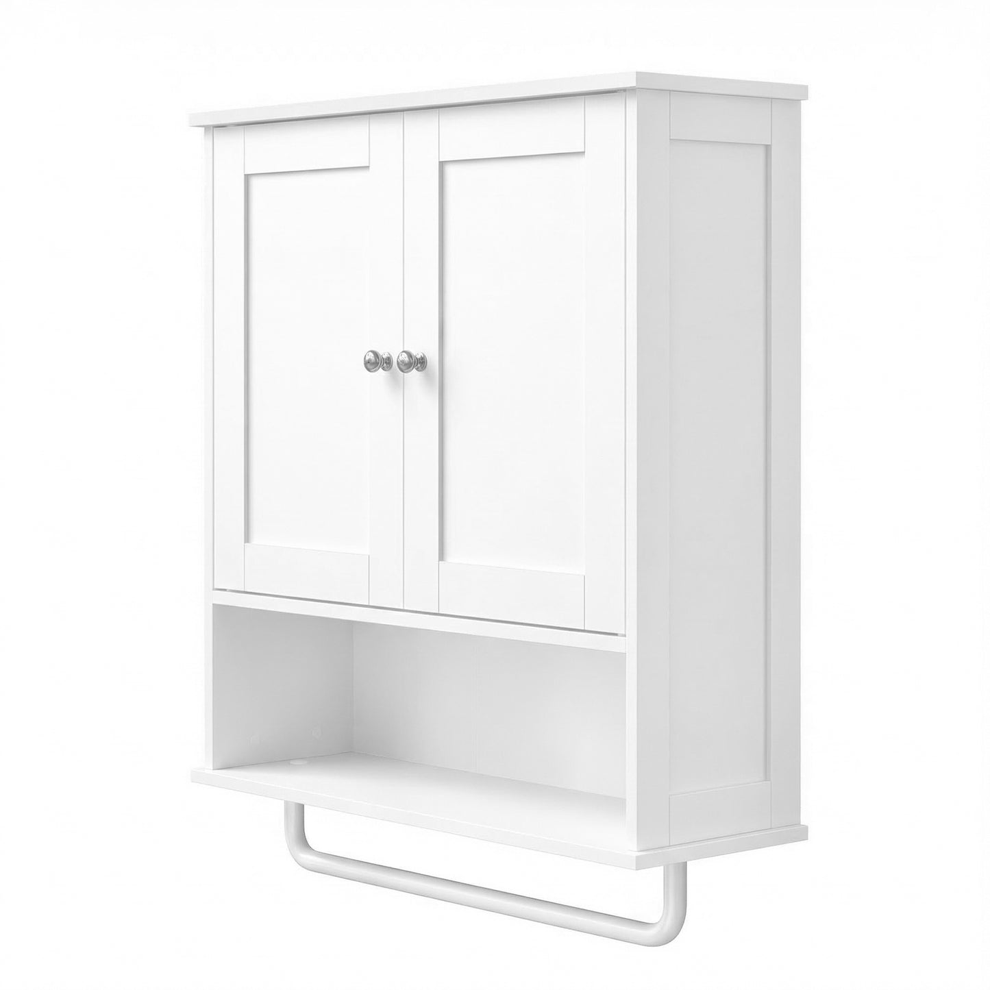 Wall Mounted Bathroom Storage Cabinet with 2 Doors and Open Shelf, 22 x 7.9 x 23.6 inches, White