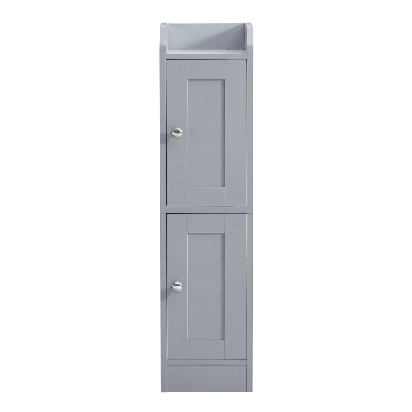 Slim Storage Cabinet with Reversible Doors, Narrow Corner Floor Cabinet, Small Farmhouse Organizer, Adjustable Shelves, Dove Gray