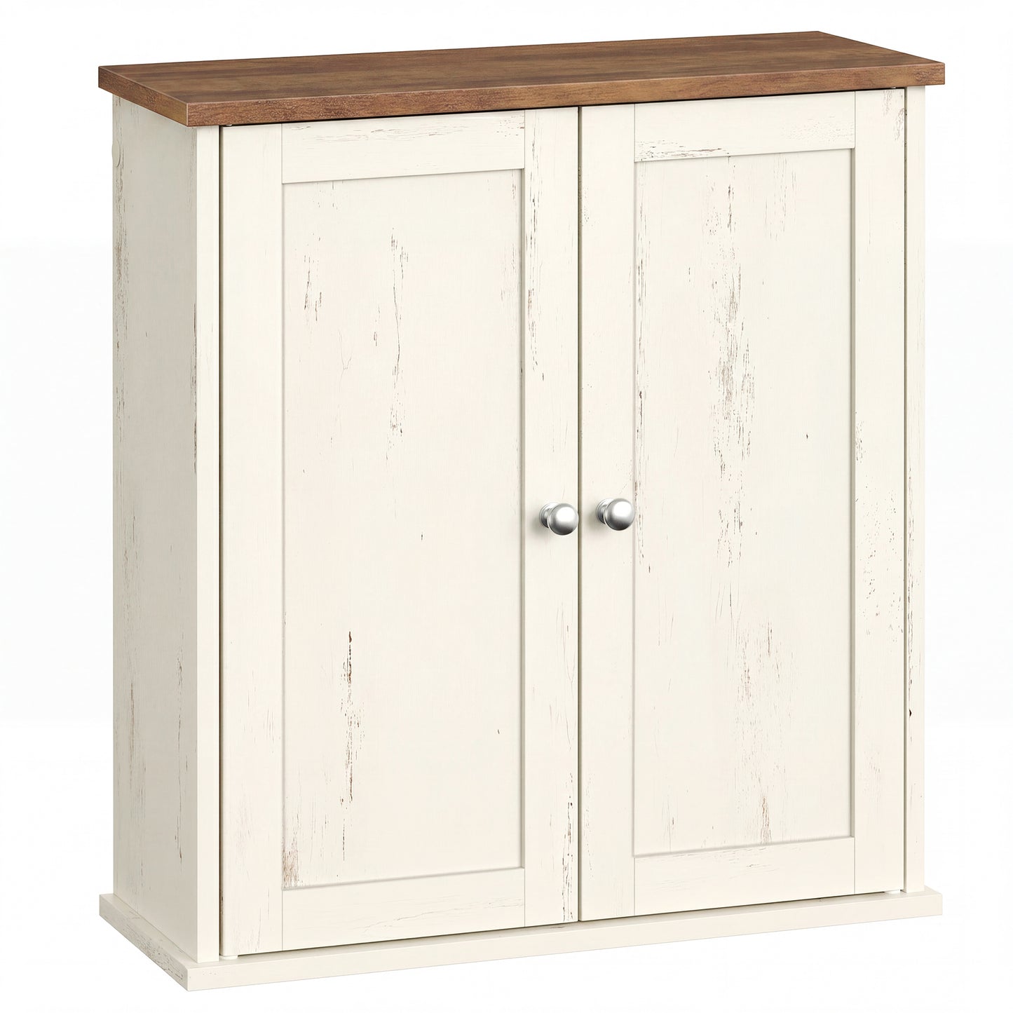 Wall Mounted Bathroom Storage Cabinet with 2 Doors and Open Shelf, 22 x 7.9 x 23.6 inches, White