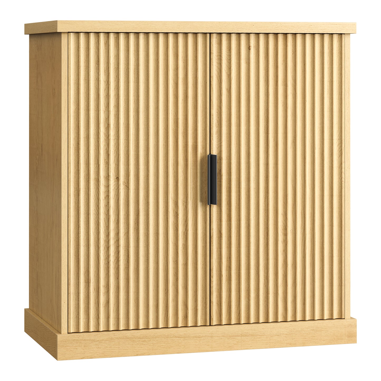 LEDREM Fluted Buffet Cabinet with Adjustable Shelf, Mid-Century Modern Sideboard for Dining Room or Entryway, Freestanding Console Storage Unit, Oak Beige