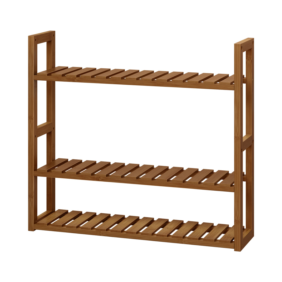 LEDREM 3-Tier Bamboo Bathroom Shelf, Adjustable Wall-Mounted or Freestanding Storage Rack, 23.6 x 5.9 x 21.3 Inches, natural bamboo