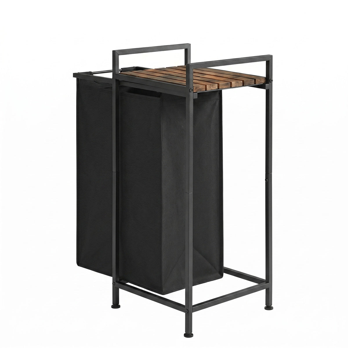 LEDREM Laundry Basket, Laundry Hamper Sorter with a Pull-Out and Liner, Shelf, Metal Frame, 12.7 Gallons, Black and Tan