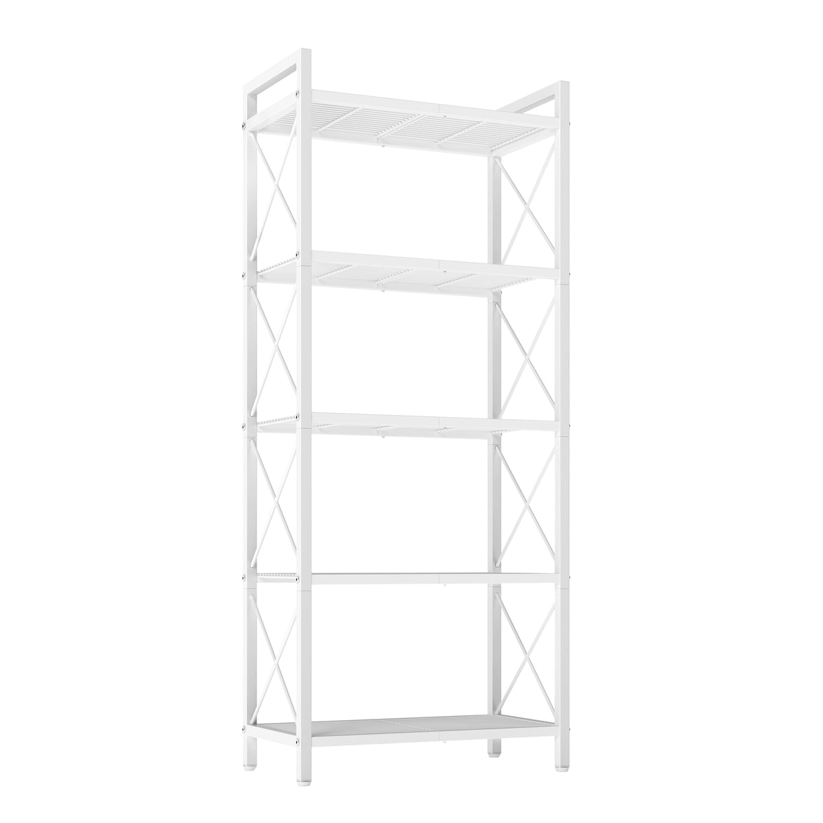 LEDREM 5-Tier Shelving Unit, Metal Storage Rack, 11.8 x 22.8 x 55.5 Inches, for Entryway, Kitchen, Living Room, Bathroom, White