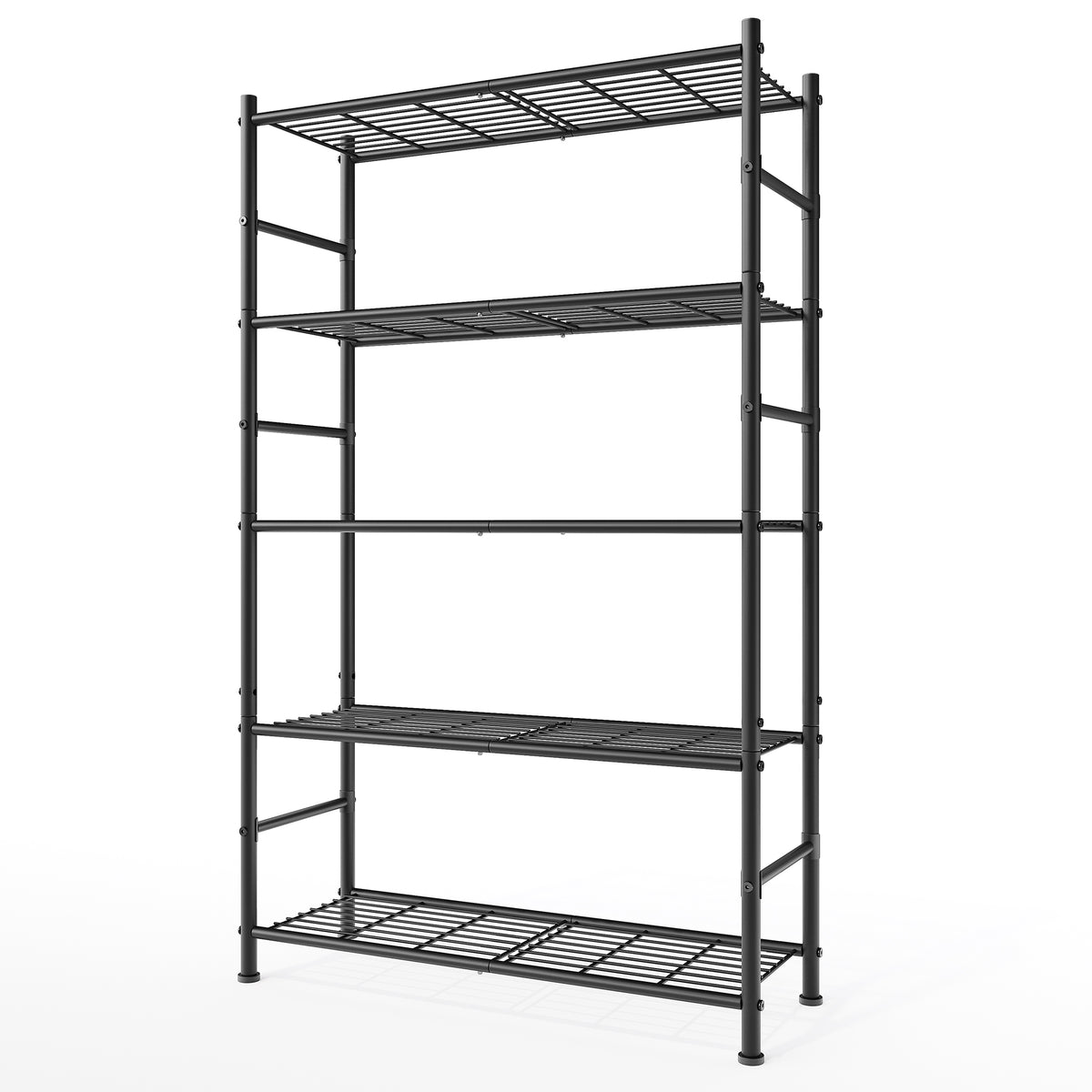 Adjustable 5-Tier Wire Shelving Unit, Heavy Duty Metal Storage Rack, 31.5 x 11.8 x 56.7 Inches, Black