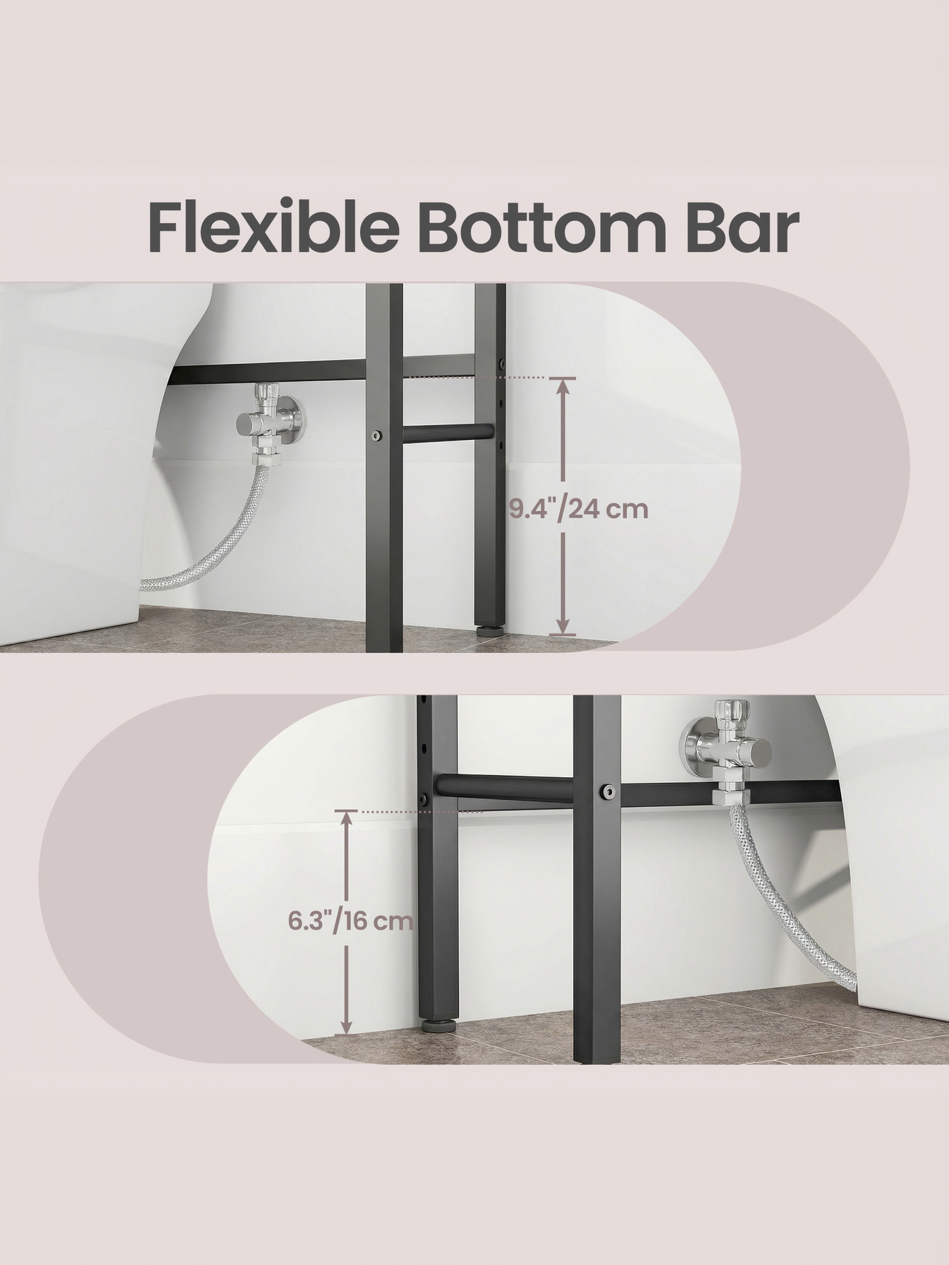 68.1-Inch Over-the-Toilet Storage Organizer, 4-Tier Bathroom Shelf with Adjustable Shelves, Basket & 3 Hooks, Space-Saving Design, Rustic Brown