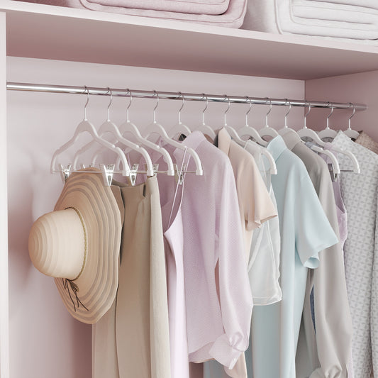 50-Pack Velvet Hangers with Adjustable Clips, 16.7-Inch Slim Non-Slip Clothes Hangers for Pants, Skirts, Dresses, Space Saving, White
