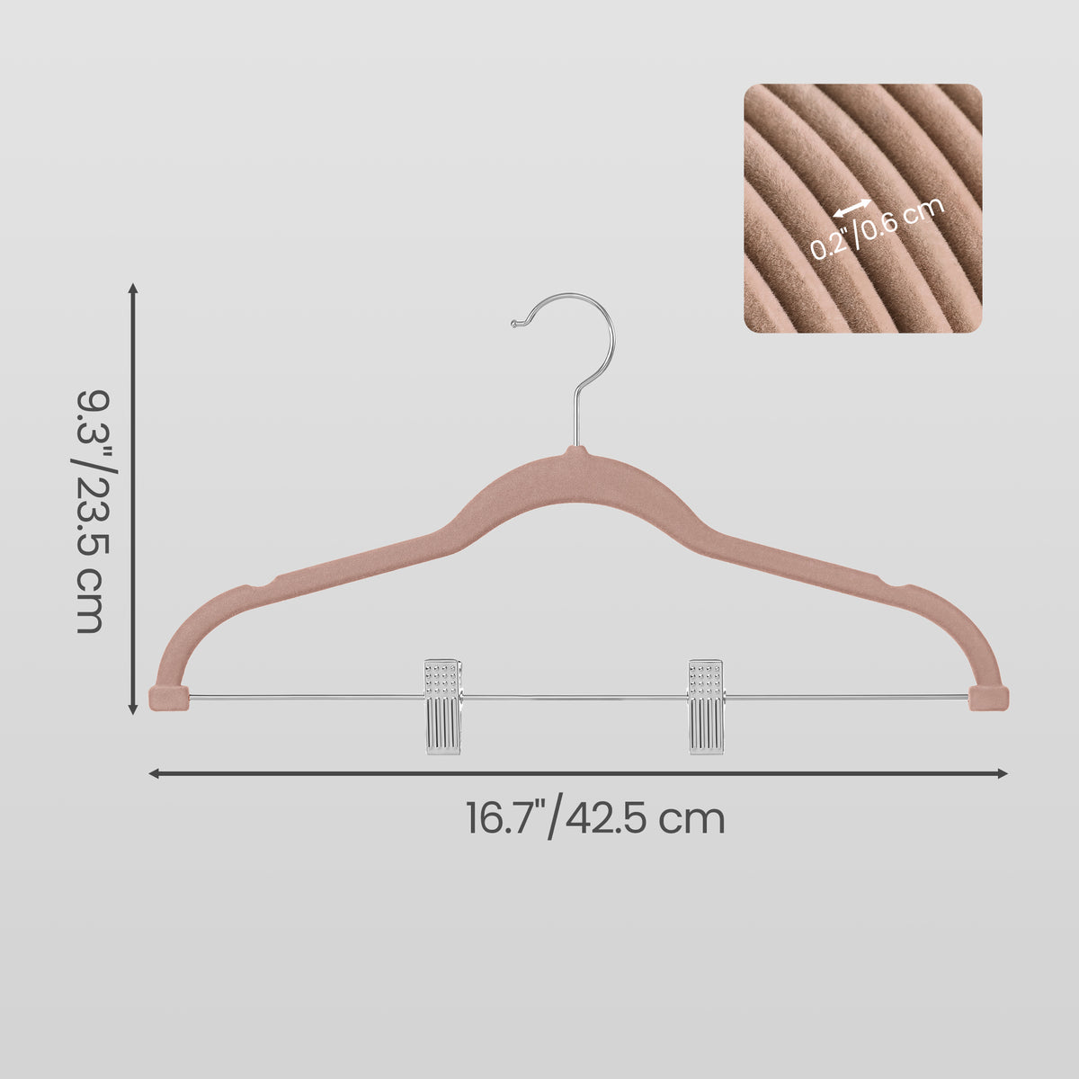30-Pack Velvet Pants Hangers with Adjustable Clips, Non-Slip Space-Saving Hangers for Skirts, Coats and Dresses, Brown
