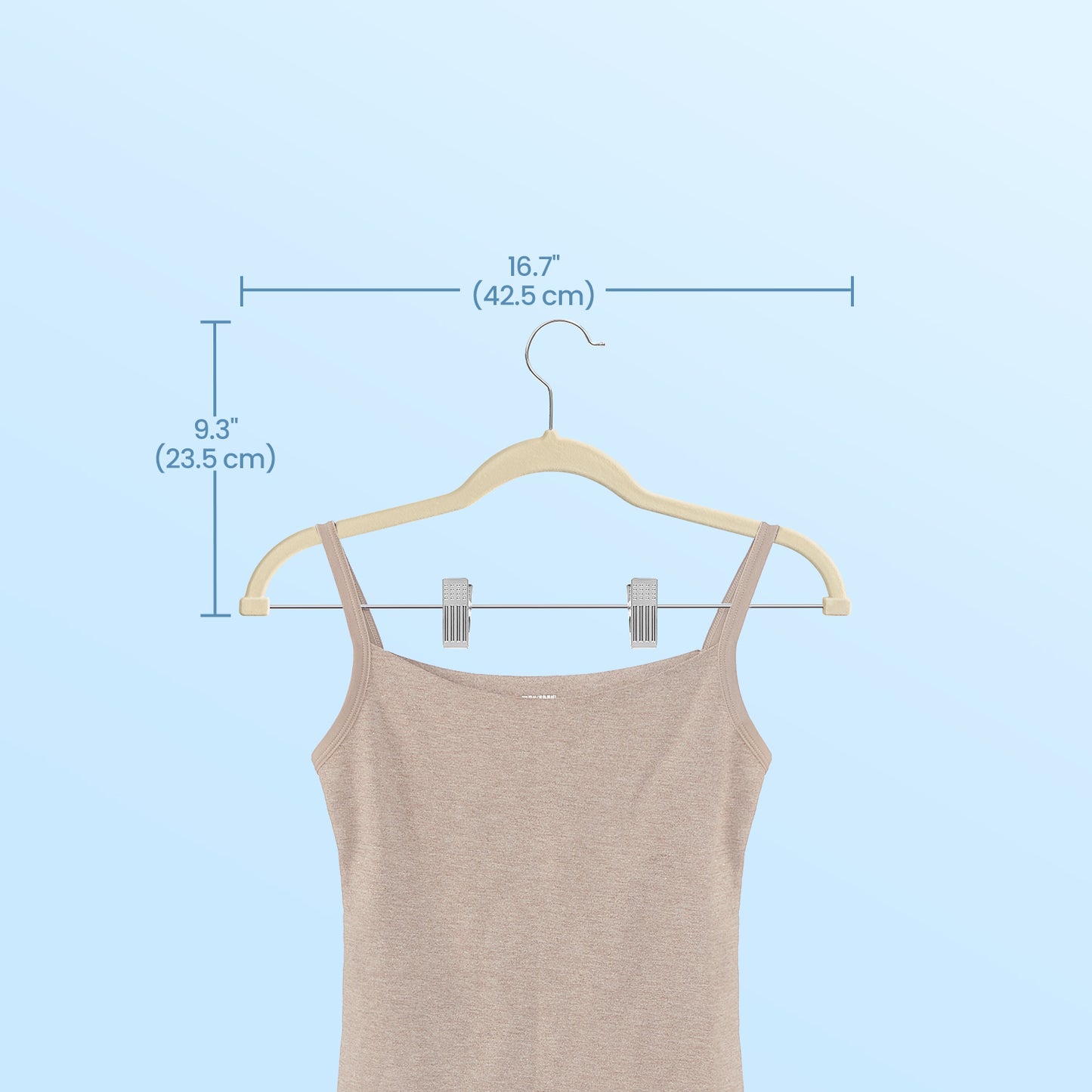 30-Pack Adjustable Non-Slip Velvet Hangers for Pants, Skirts & Dresses – Heavy-Duty Space-Saving Clothes Hangers with Movable Clips, Sandy Beige